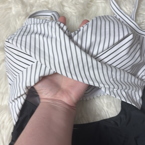 NWT Eomenie One Piece Black And White Tummy Control Wrap Tie Back Size L - Picture 6 of 12